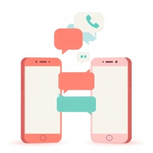 Two phones exchanging messages and calls