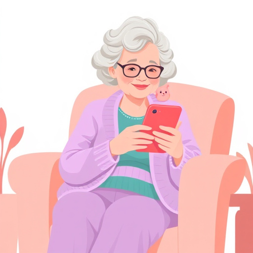 A grandmother learning to use her smartphone